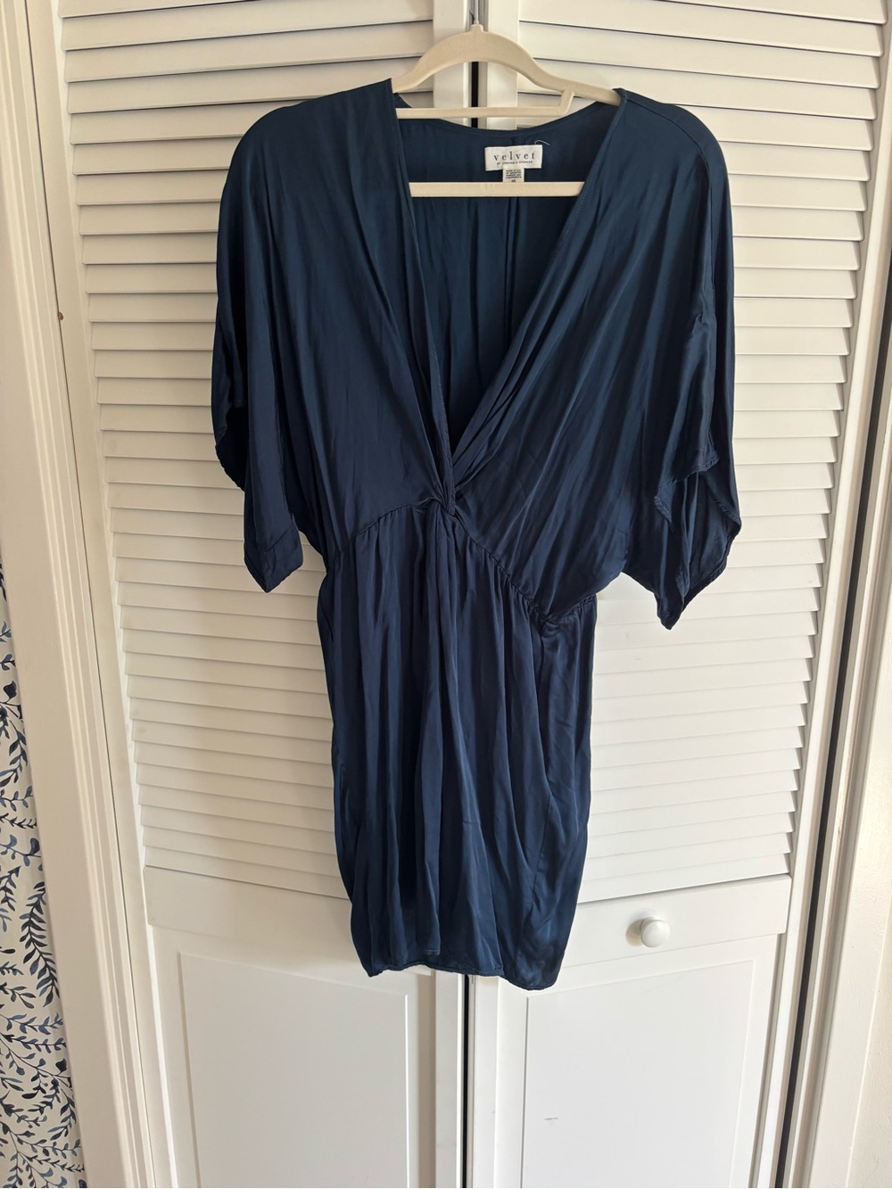 Velvet by Graham & Spencer Blue V-Neck Knot Waist Dress